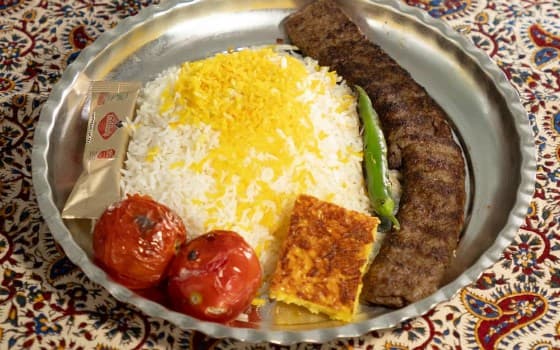 چلو کوبیده تک سیخ